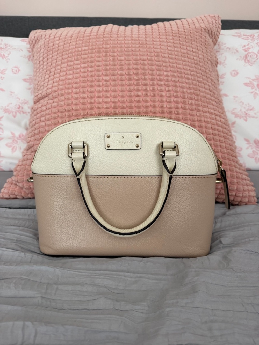 Kate Spade Two-Tone Cream & Pink Grove Street Carli Satchel